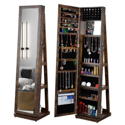 Full Length Mirror 360 Swivel Jewelry Cabinet