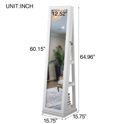 Full Length Mirror 360 Swivel Jewelry Cabinet