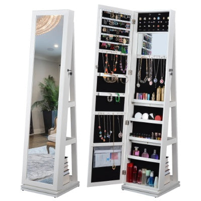Full Length Mirror 360 Swivel Jewelry Cabinet